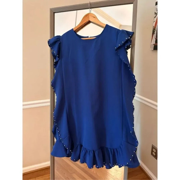 Clara Ruffle Trim Embellished Dress Size Large - Picture 2 of 5